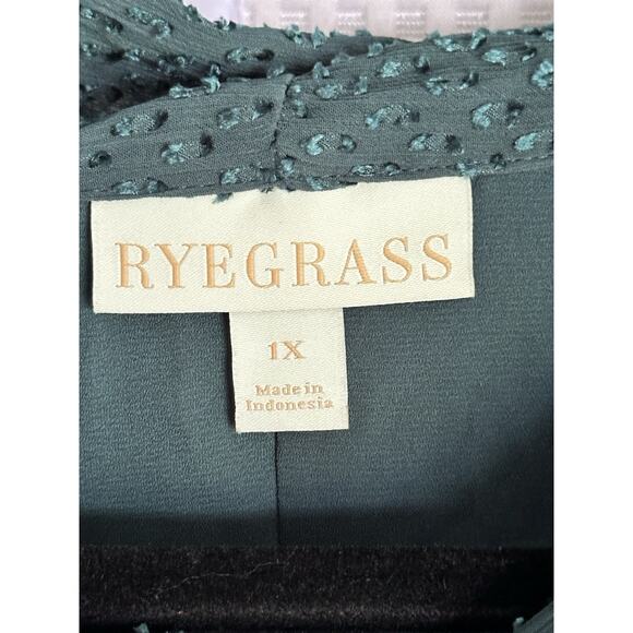 Ryegrass Maxi Dress 1X Tiered Smocked Puff Long Sleeve Boho Festival Green - Picture 3 of 11